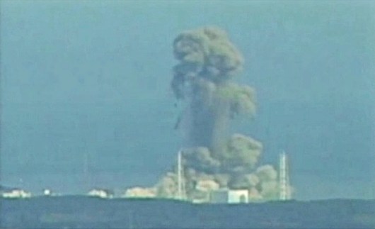 Smoke rises from Fukushima Daiichi nuclear power complex in this still image from video footage
