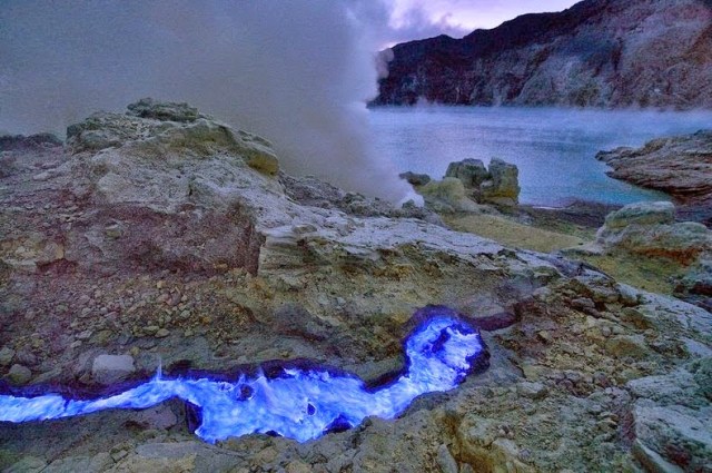 Spectacular Neon Blue Lava Pours From Indonesia's Kawah Ijen Volcano